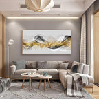 Wall Art Modern light Luxury Abstract Gold ink Landscape Canvas Wall Art for Living Room and Bedroom, Color Pictures, Artwork Home Decor Canvas Print Wall Decor Ready to Hang, 24x48inch (Framed)