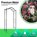 Heavy Duty Metal Garden Arch 7.6ft High Garden Arbor for for Climbing Plants Roses Vines, Outdoor Garden Lawn Backyard Patio, Garden Wedding Party Decoration