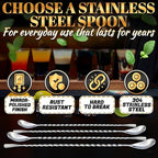 4 Pcs Bar Spoon Cocktail Stirrers – 12'' Long Spoons for Stirring | Stainless Steel with Polished Surface, Easy to Clean – Professional & Home Use, Practical Gift for Drink Mixing Lovers Caviar Spoons