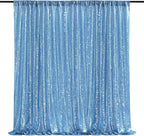 Baby Blue Curtains Backrop for Wedding Parties: 10ftx10ft Sequin Photo Backdrop Drapes for Baby Shower Photography Background