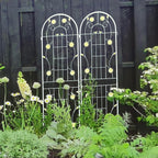 2 Pack Metal Garden Trellis for Climbing Plants 71" H Cream White Garden Fence Rustproof Trellis Support Roses Flower Outdoor Lawn, Cream White