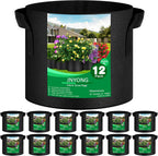 12-Pack 10 Gallon Thickened Non-Woven Grow Bags, Aeration Fabric Pots with Handles