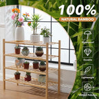 4 Tier Bamboo Shoe Rack Storage Organizer for Closet, Multifunctional Stackable Free Standing Shoe Shelf Organizer for Small Space,Entryway,Hallway,Bathroom 27"x11"x26"(Natural, 4 Tier)