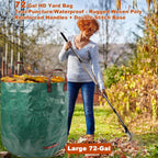Leaf Collector Garden Rake Set - Adjustable 18 Tines Leaf Rakes & Leaf Picker Upper & 72 Gallon Lawn Waste Bag, Heavy Duty Collect Rake, Hand Leaf Scoop, Brown Paper Dumpster, Yard Gardening Tool