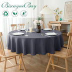 Biscaynebay Textured Fabric Round Tablecloths 60", Dark Grey Water Resistant Table Cloth Small Circle Folding Table Covers for Dining, Kitchen, Wedding, Parties etc Machine Washable