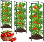 6Pack Tomato Cage, 57*15.4*15.4 Inches Garden Tomato Cages Plant Support Square Pole, Heavy Duty Steel Plant Tower Stakes,Cherry Tomato Trellis Cucumber for Climbing Vegetables Flowers Fruits-Green