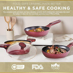 Moss & Stone 4 Piece Nonstick Cookware Set, Small Pots And Pans Set Non stick With Glass Lid, Induction Cookware, Stay Cool Handle, PTFE/PFOA, Kitchen Cookware 4-Piece with Frying Pans Set & Saucepan
