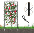Zhongma 2 Pack Metal Garden Trellises for Climbing Plants, 77.2 Inch Tall Metal Fence Plant Support Trellis for Flower and Vagetable