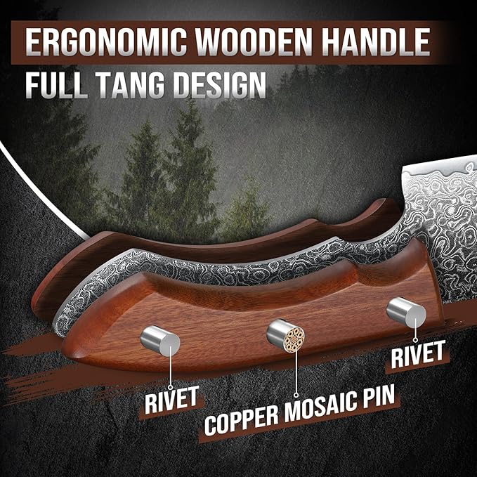 DRAGON RIOT Damascus Chef Knife Set, 2pcs VG10 Professional Kitchen Knife Set, Ultra Sharp Blade & Ergonomic Wooden Handle, Full Tang Forged Damascus Steel Kitchen Cooking Knife Set with Gift Box