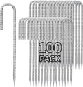12 inch Stakes Heavy Duty 100-Pack J Hook Metal Fence Stake for Dogs Digging Tent and Outdoor Decorations Inflatables Rebar Metal Spikes for Ground