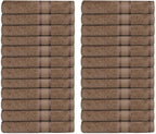 Casa Lino Face Towels & Body Wash Cloths for Showering - 100% Cotton Wash Cloths for Bathroom - Highly Absorbent & Quick Drying Washcloth Set - Cotton Washcloths 24 Pack (12" x 12") - (Brown)
