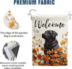 Floral Black Lab Garden Flag Fall Yard Flag Wildflower Labrador Dog Garden Flags Orange Autumn Lawn Flags Welcome Thanksgiving Outdoor Flags for Outside 12x18 Double Sided Small