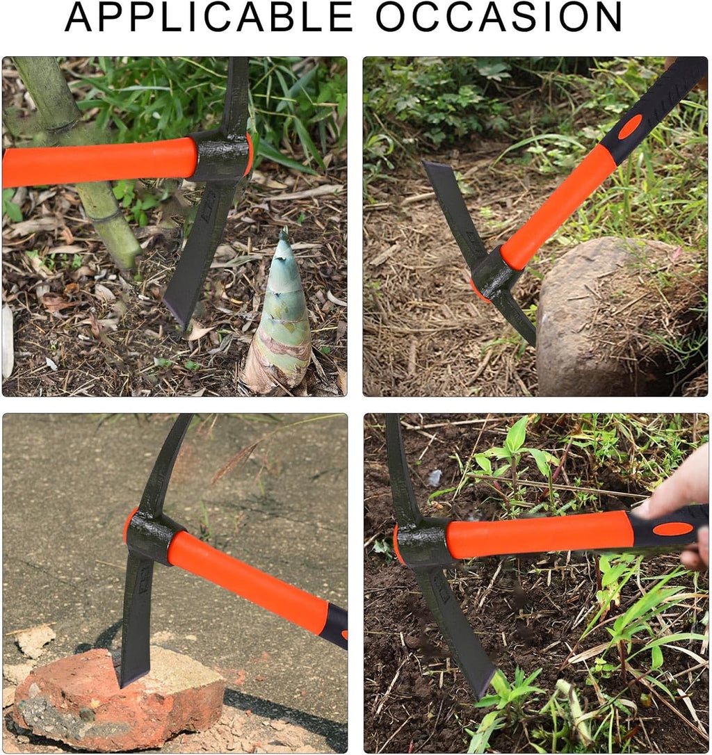 Heavy Duty Miniature Pick Mattock With Fiberglass Handle Garden Hand Tool For Gardening Digging & Camping Landscaping Pick Mattock