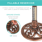 Best Choice Products 28in Pedestal Bird Bath, Vintage Outdoor Resin Accent Decoration w/Fleur-de-Lis Accents - Copper