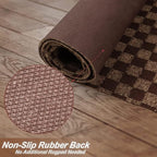 4' x 45' Runner Rugs with Rubber Backing, Indoor Outdoor Utility Carpet Runner Rugs, Checkered Brown, Can Be Used as Aisle for The RV and Boat, Laundry Room and Balcony