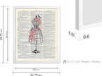 Poster Master Dictionary Art Poster - Mannequin Print - Sewing Art - Flower Art - Fashion Art - Gift for Men, Women & Dressmaker - Chic Decor for Living Room, Dorm or Office, 11x14 White Framed
