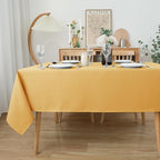Biscaynebay Fall Tablecloth Textured Fabric 90x132 Inch Rectangular, Fall Gold Thanksgiving Autumn Harvest Water Resistant Fabric Tablecloths for Kitchen, Dining, Wedding, Parties Machine Washable