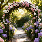 Metal Garden Arch 98.4" H Garden Arbor Trellis for Outdoor Climbing Plants Support Rose Lawn Tall Super Large Event Arch(XL, Black)