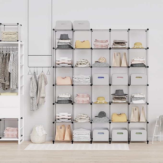 HOMIDEC Closet Organizers and Storage, 9 Cube Storage Organizer, Portable Closet Organizer Storage Cubes Shelves for Clothes, Bedroom, Wardrobe, Kids Room, Bathroom, Transparent