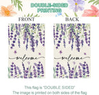 Baccessor Spring Summer Welcome Floral House Flag 28 x 40 Inch Vertical Double Sided Burlap Lavender Purple Flower Farmhouse Easter Yard Flag Holiday Seasonal Yard Outdoor Outside Decoration