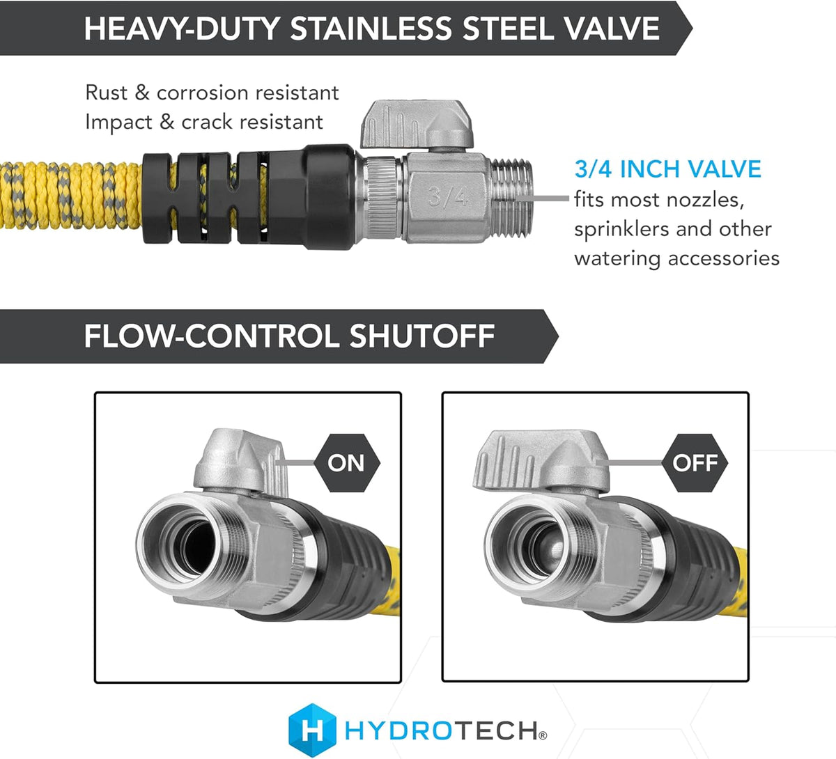 HydroTech 100 ft Expandable Garden Hose - Pro Series, 2x Max Flow, 3/4" No-Kink Flexibility, Lightweight Hose for Lawn, Garden, Car Washing, Deck and Patio Cleaning