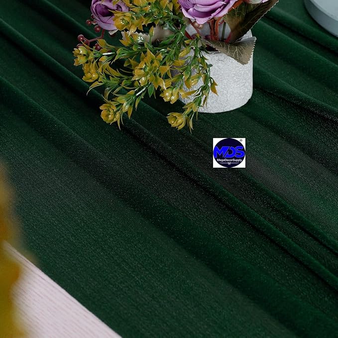 MDS 20 Pack 10ft Chiffon Table Runner 29 x 120 Inches Sheer Wedding Runner Romantic Rustic Table Runner for Wedding Decorations, Birthday Parties, Bridal Shower Party Arch Decor - Hunter Green