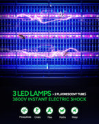 Buzbug LED Bug Zapper Indoor, 10 Years Lifespan 3 Lamps Enhance Insect Attraction, 3800V High-Voltage, Electric Mosquito Zapper, Fruit Fly Mosquito Moth Gnat Zapper, Killer, Trap -MA009 (New Black)