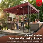 Flexzion Gazebo Cover Replacement Canopy Top 8x8 Ft (2.4m x 2.4m) - Double Tier Top Canopy Cover Replacement with UV30+, Dirt, Water Resistant for Outdoor, Sunshade, Garden, Patio, Pavilion (Brown)