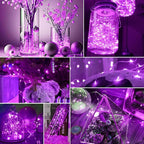 pozzolanas 100 Pack Pink Battery Operated String Lights - 7ft Waterproof Fairy Lights with 20 LEDs for Home, Mason Jar, Party, Wedding, Halloween, Christmas Decorations