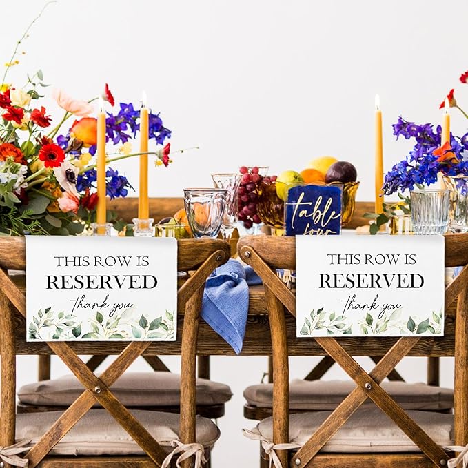 Reserved Seating Chair Signs, This Row Is Reserved Pew Cloths Seating Placeholder for Church Pews, Wedding Decorations for Reception Parties Celebrations Event Meetings (Green, 4 PCS)