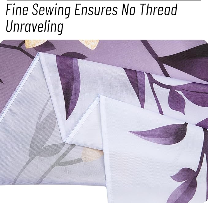 Eucalyptus Shower Curtain, Ombre Floral Leaves Plant Washable Fabric Bath Decor with 12 Hooks 72x72 inches, Lavender