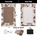 Ileading Outdoor Rug Carpet for Patio 6' x9' Waterproof Reversible Plastic Straw Rug Portable Outside Area Rug Camping Mat for Patio, Clearance, Balcony, Picnic, Pool, Beach, RV, Deck, Leaf Brown