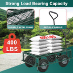 BestMassage Heavy Duty 500 Lbs Capacity Mesh Steel Garden Cart Folding Utility Wagon with Removable Sides for Beach Lawn Yard Landscape (Green)
