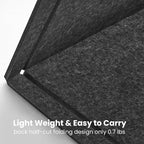 Bulletin Board, 24x18 inches Decorative Felt Pin Board, Cork Board Alternative for Wall, Foldable Photo Board Self-Adhesive Vision Board Mood Board with 20 Pushpins-Dark Gray