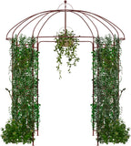 HAPPYGRILL Birdcage Shape Garden Arbor, 7 x 8.4 ft Heavy Duty Metal Garden Gazebo Pergola with Trellis, Garden Arch Trellis for for Climbing Plants Wedding Party Decor Outdoor Arch Pavilion for Lawn