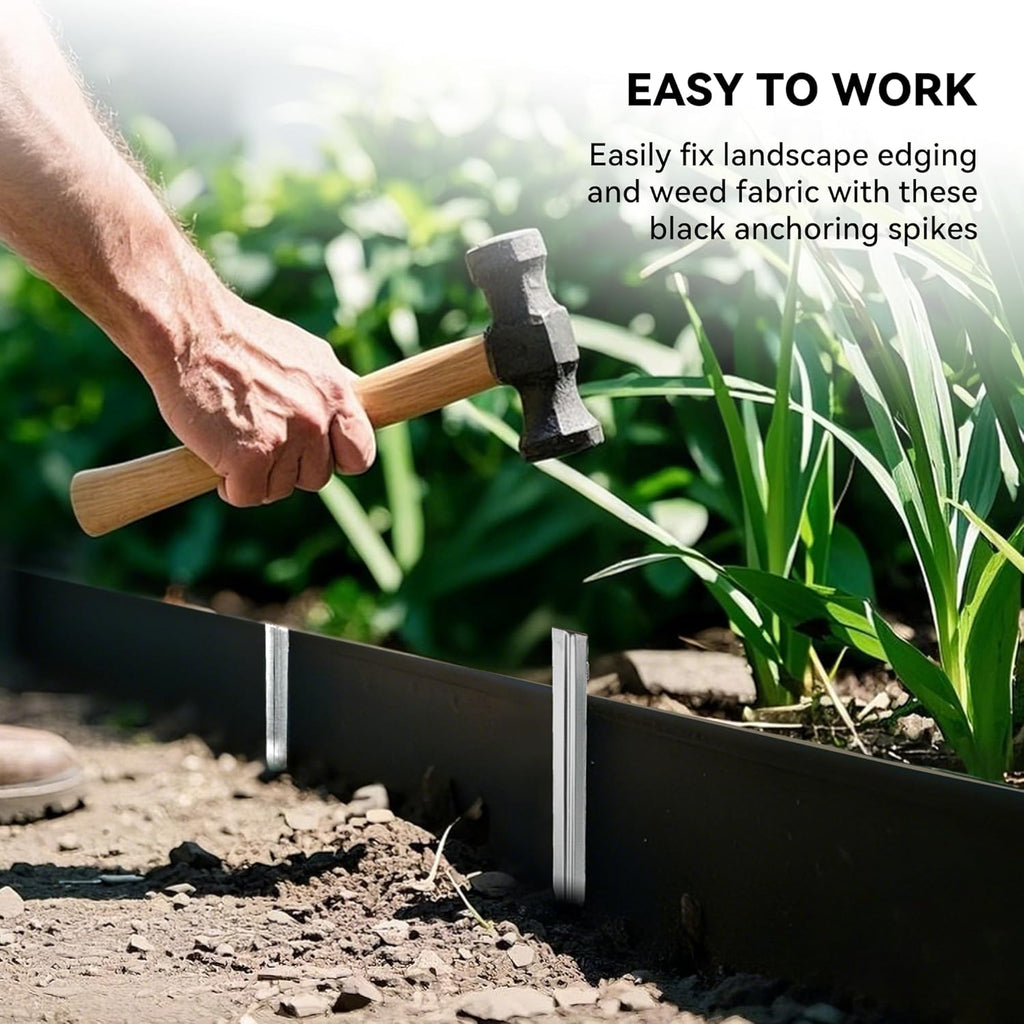 Worth Landscape Edging Stakes, 13Pcs 12Inch Corrugated Metal Garden Stakes Galvanized Steel Bender Board Anchoring Spikes, Silver