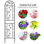Ultym 2-Pack 87" x 20" Daisy & Bird Arch Black Metal Garden Trellises