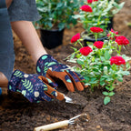 Bamllum Leather Gardening Gloves for Women - Working Gloves for Weeding, Digging, Planting, Raking and Pruning (B-Blue) Medium