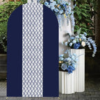 Navy Blue Arch Cover 7.2ft Lace Arched Backdrop Cover Dark Blue Chiara Arch Frame Back Drop Cover Spandex Wedding Arch Stand Fabric Navy Rustic Vintage Party Baby Shower Birthday Decorations