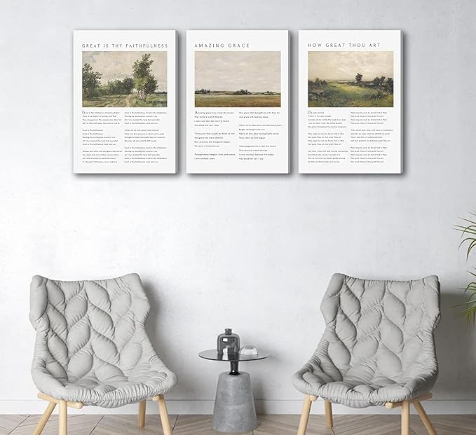 Christian Bible Canvas Wall Art How Great Thou Art Hymn Verse Painting Picture Wall Decor Vintage Scripture Religious Faith Poster Print for Living Room Bedroom Church Scene Home Decorate