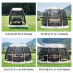 Alvantor® Screen House Room Camping Tent Outdoor Canopy Pop Up Sun Shade Hexagon Shelter Mesh Walls Not Waterproof 10'x10' Beige Patent Pending
