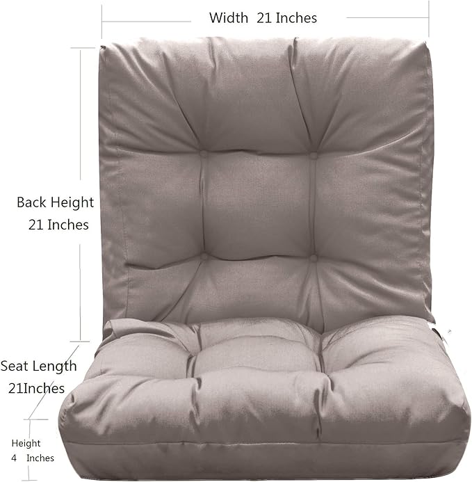 QILLOWAY Outdoor Chair Cushion for Patio Furniture, Waterproof Patio Cushions with Ties, Fade Resistant Replacement Pads for Outdoor Rocking Chairs,Tan,Grey