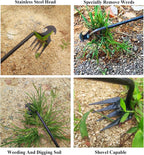 WMM Weed Puller Tool Gardening Tools Set of 2 Uprooting Weed Pulling Tool, 4 Teeth Manganese Steel Forged Weeding Tool for Vegetable, Portable Hand Weeder Tool for Garden Farm Planting Weeding