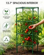 MQHUAYU 3 Pack Tomato Cages,Square Tomato Plant Stakes Support Cages Trellis for Garden Climbing Vegetables Flowers Fruits,Extra Bold