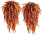 RECUTMS Fake Hanging Plants 4 Pcs Artificial Boston Ferns for Outdoors UV Resistant Draping Faux Greenery Plastic Decorative Vines for Bedroom Wall Garden Wedding Indoor(Brown)