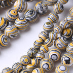 Yellow Peacock Turquoise Stone Beads Gemstone Round Crystal Energy Jade Beads Stone Beads for Jewelry Making DIY Bracelet Necklace Jewelry Making 1 Strand 15.5inch 60PCS 6MM