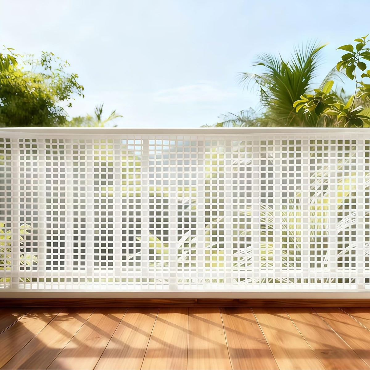 PotatoLife Plastic Wire Mesh Fence, Balcony Fence for Baby and Pets, Safety Fence, Stair Protector, Poultry, Garden, Tree Support, Durable Material, Free Zip Ties (White, 15.7'' x 20')