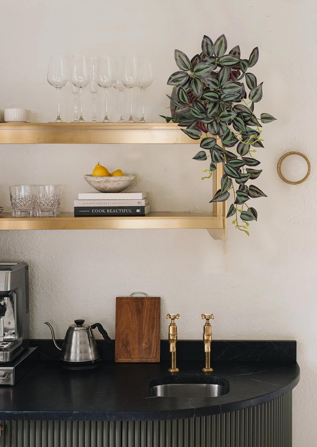 DILATATA Fake Hanging Plants Artificial Hanging Plants 26" Faux Wandering Jew Hangings Leaves Plant for Wall Shelf Home Indoor Outdoor Decor - 2 Pack
