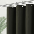 Shower Curtain Waffle Weave 36 Inches Heavy Duty Stall Fabric Shower Curtain Set for Bathroom, Waterproof Weighted 256GSM Half Size Shower Curtains with 6 Hooks, 36Wx72H Brown