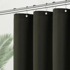 Shower Curtain Waffle Weave 36 Inches Heavy Duty Stall Fabric Shower Curtain Set for Bathroom, Waterproof Weighted 256GSM Half Size Shower Curtains with 6 Hooks, 36Wx72H Brown